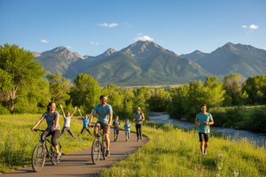 Happy people with Wasatch Mountains